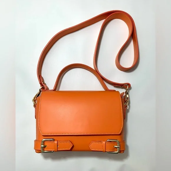 🔥HP🔥Bevini Modena genuine Italian leather orange purse - Picture 1 of 10